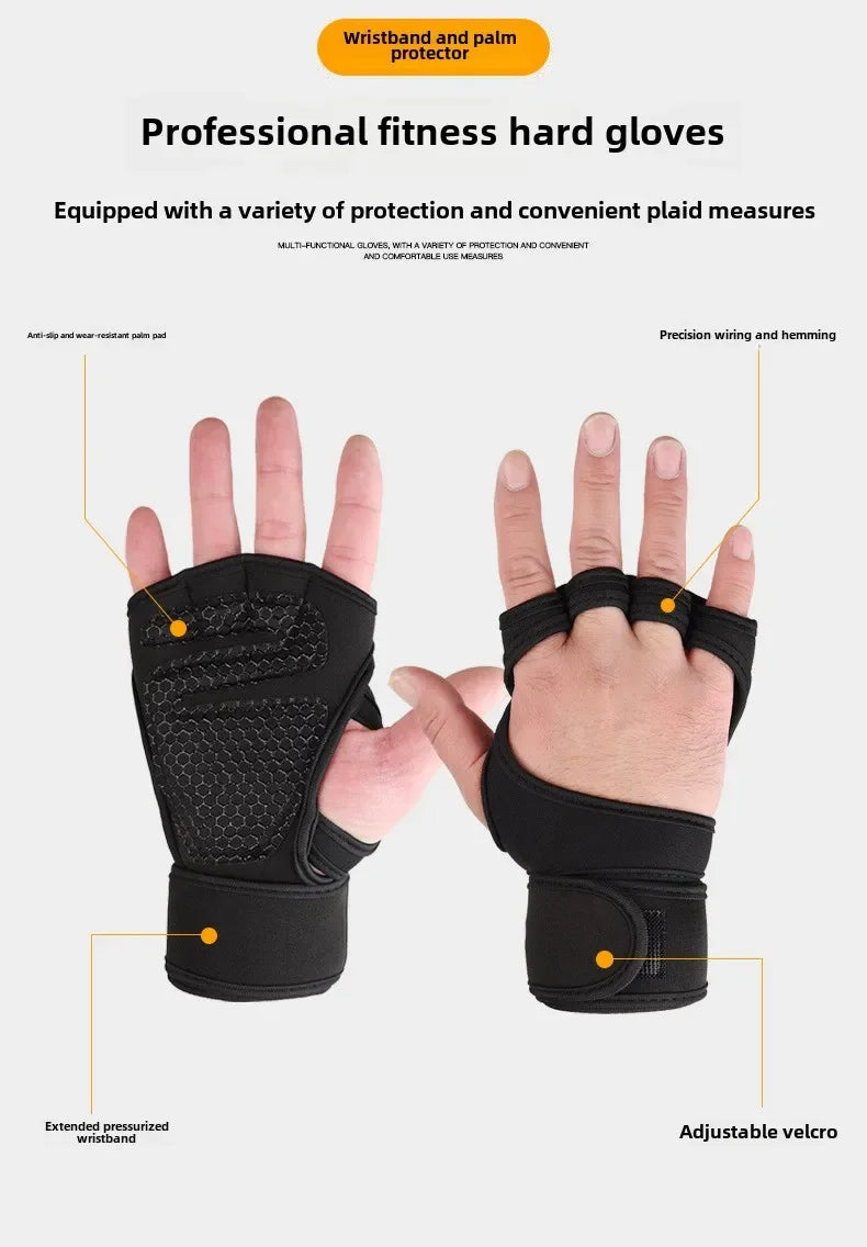 Weightlifting Training Gloves for Men Women Fitness Sports Body Building Gymnastics Gym Hand Wrist Palm Protector Gloves