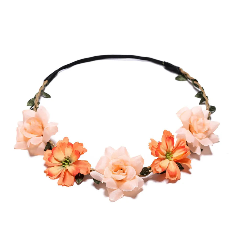 Women Wedding Flower Headband Girls Boho Flowers Headwear Children Headbands Hair Accessories Bride Wreath Beach Garland