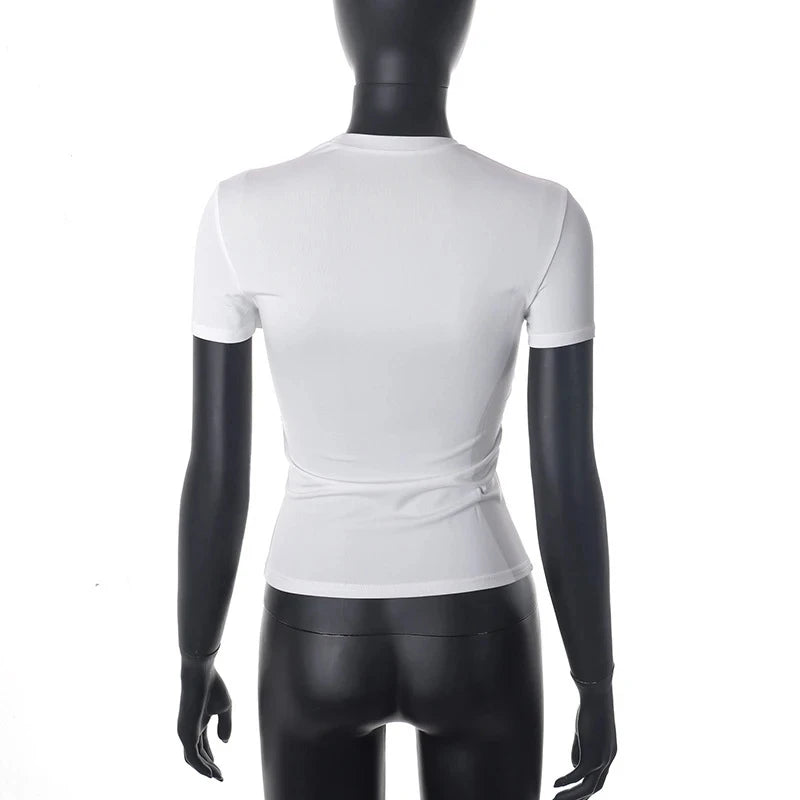 Spring Summer New Short Sleeve T-Shirt Women Solid Simple Casual Soft All-Match Hot Basic Crop Tops Tees Summer Fashion