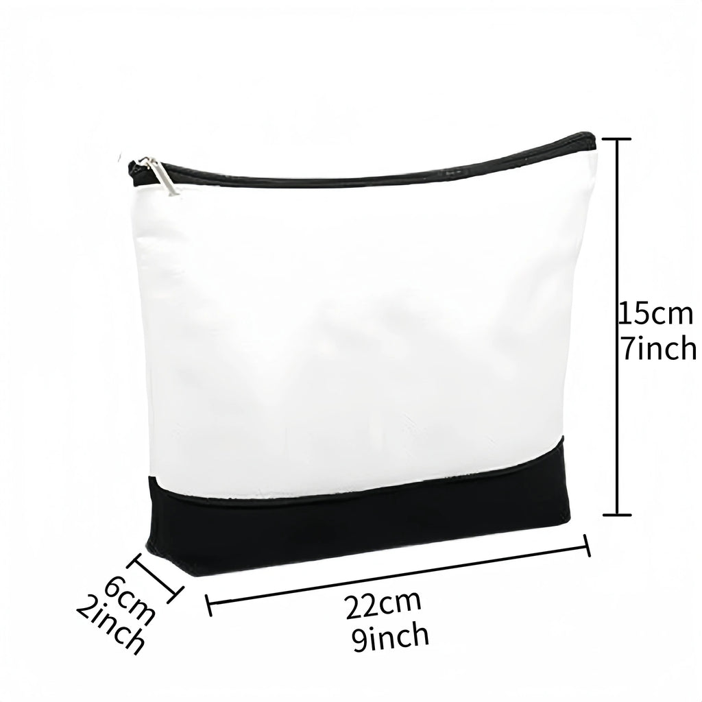 Sublimation Blank Cosmetic Bag Black Bottom Women's Make Up Bag Polyester Portable Storage Pencil Bags For DIY Print LOGO Photo