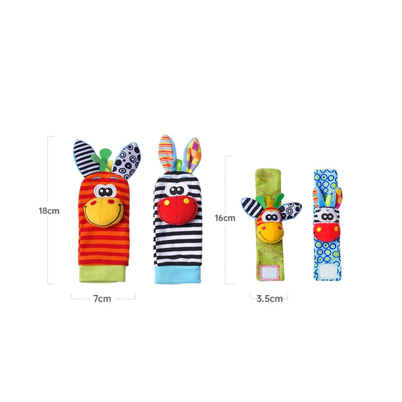 2PCS/SET Baby Rattle Toys Cute Stuffed Animals Wrist Rattle Foot Finder Socks 0~12 Months For Infant Boy Girl Newborn Gift