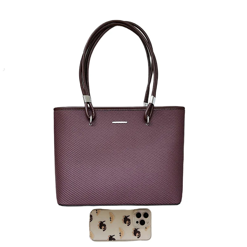 Pu Women's Shoulder Bag Stylish And Simple Solid Color Handbag Adjustable Shoulder Strap Waterproof Large Capacity Bucket Bag
