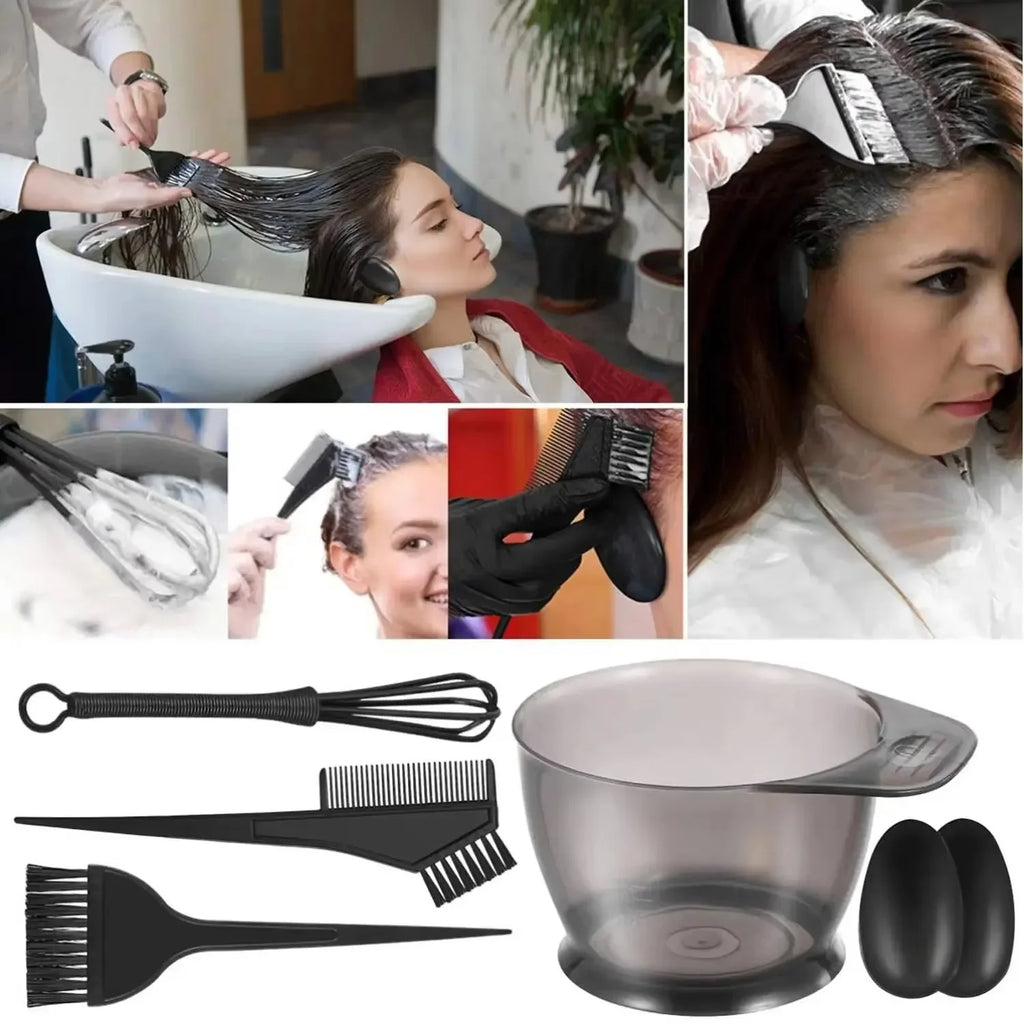 【Hot sales】6pcs/set Professional Hair Coloring Kit for Barber Salon and Home Use - Includes Hairdressing Tools for Perfect