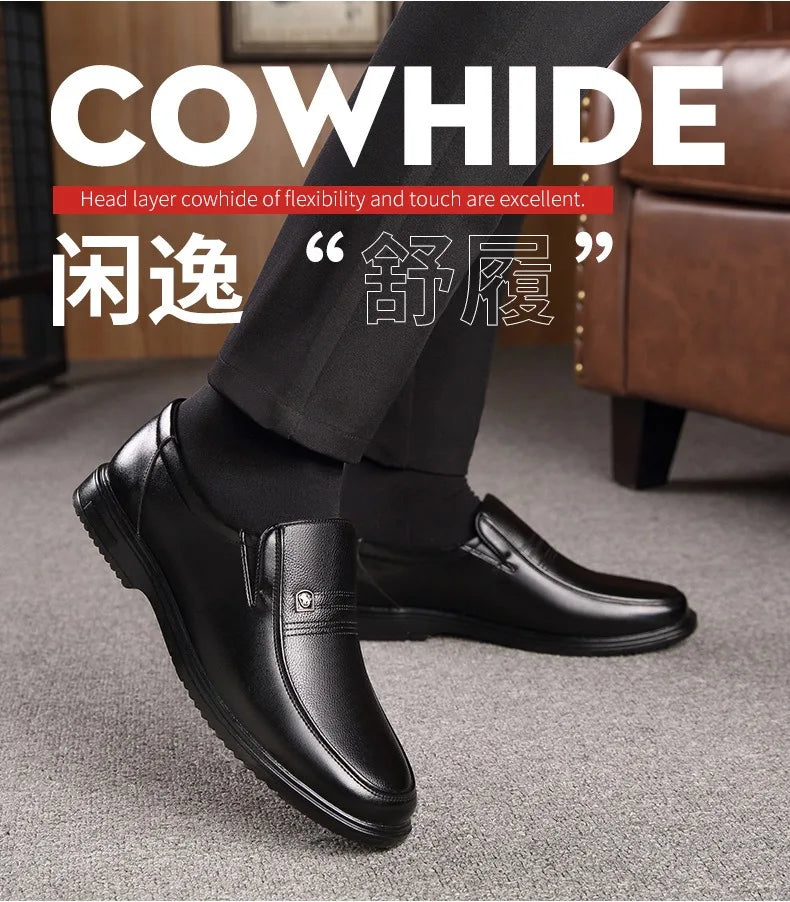 Handmade Genuine Leather Shoes Men Loafers Business Casual Shoes Classic Soft Leather Hombre Breathable Flat Shoes