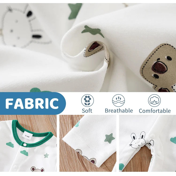 2pcs Infant's Bunny  Koala Print 0-24M  Bodysuit Spring and Autumn Comfy Long Sleeve Onesie, Baby Boy's Clothing, As Gift