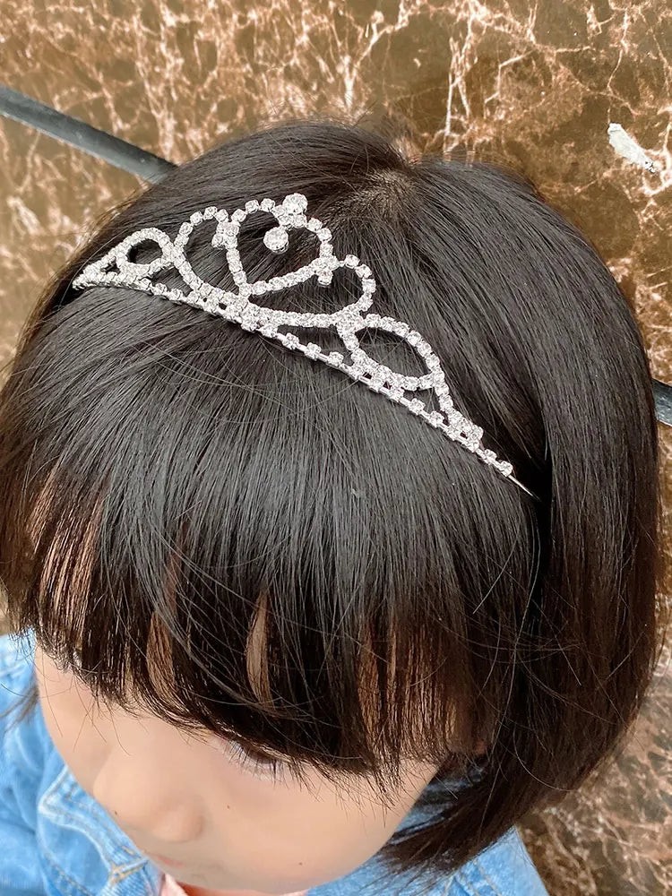 Princess Children's Tiara Red Bride Crown Floral Wedding Bridal Hair Accesories Golden Hair Jewelry Headdress