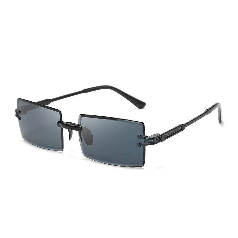 Sun Glasses Casual Men UV400 Protection Rivets Decoration Vintage Women Rectangle Luxurious