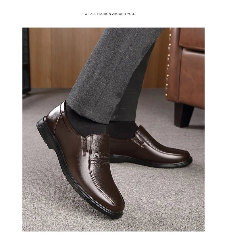 Handmade Genuine Leather Shoes Men Loafers Business Casual Shoes Classic Soft Leather Hombre Breathable Flat Shoes