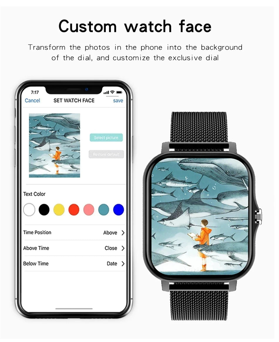 Smart Watch For Android IOS Watches 1.83inch HD Display Bluetooth Call Message Alert Music Sports Mode Smartwatch Men Women Gift