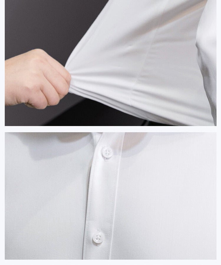New Plus Size Men Solid Color Business Shirt Fashion Classic Basic Casual Slim White Long Sleeve Shirt Brand Clothes