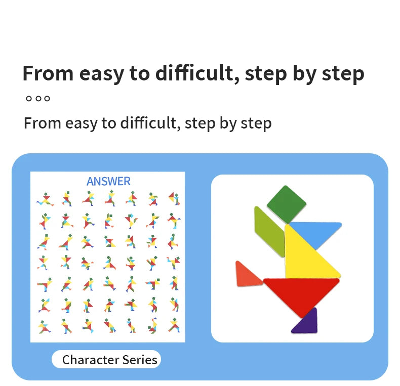 Magnetic Wooden Tangram Block Puzzle Game for Kids - Montessori Educational Intelligence Jigsaw Children's Gift