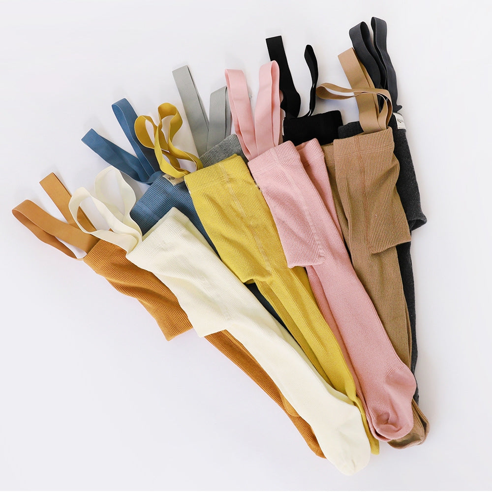 Wholesale Baby Girls Boys Tights Suspender Pantyhose Spring Autumn Cute Footed Stretch Overalls Stockings Infant Leggings