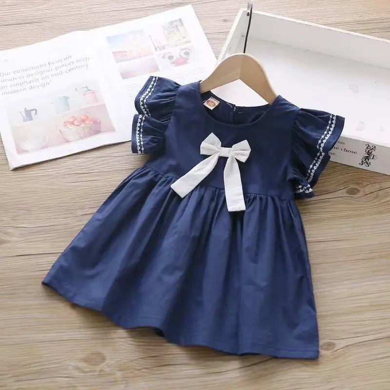 Summer Girls' Short Sleeve Lace Princess Dress Baby KidsVestidos Girl Party Dress Baby Net Yarn Clothes 2025 New 2 3 4 5 6 T