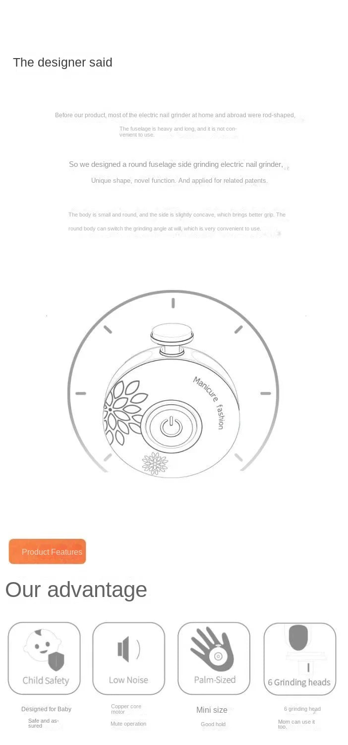 Electric Baby Nail Trimmer Kid Nail Polisher Tool Infant Manicure Scissors Baby Hygiene Kit Baby Nail Clipper Cutter For Newborn