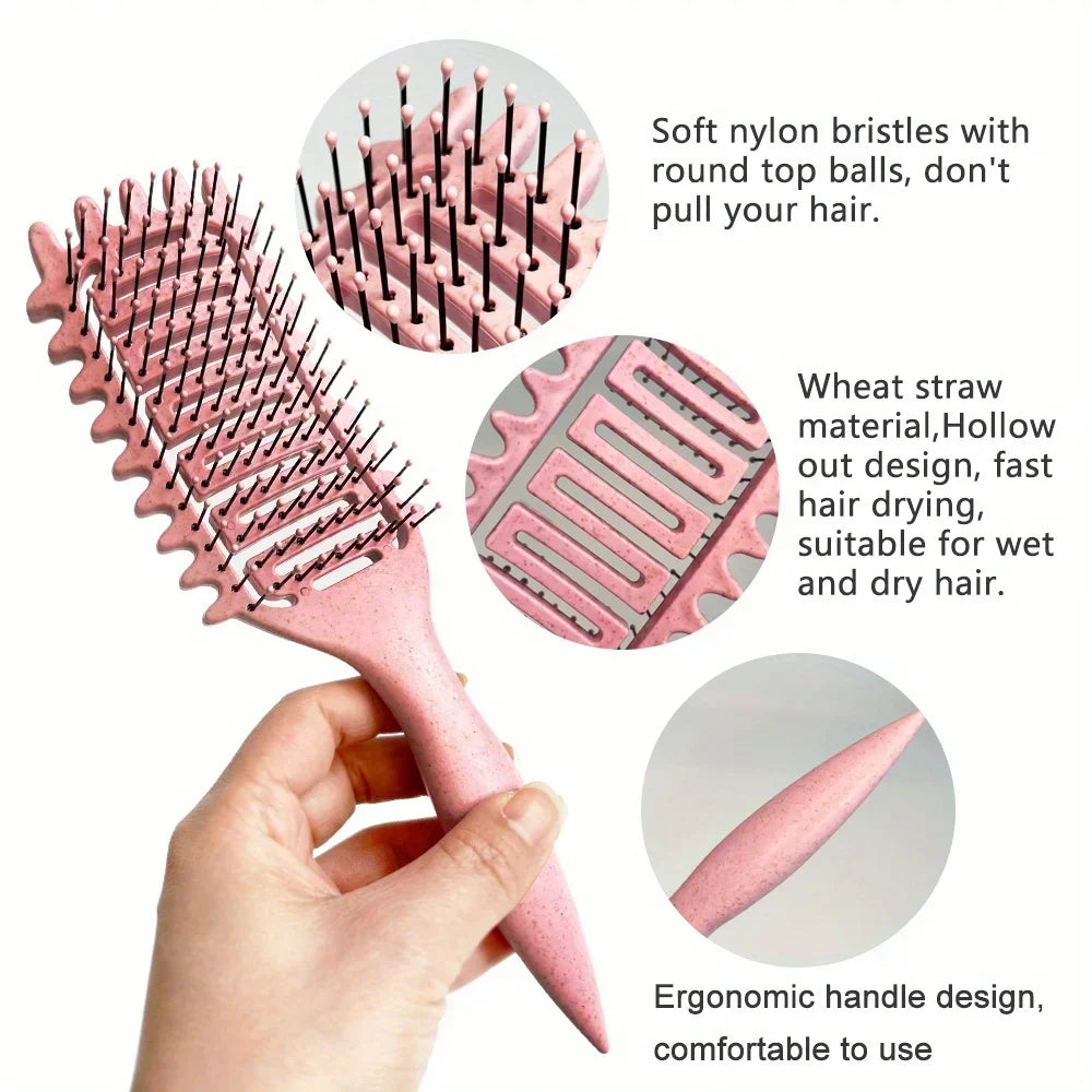 Curl Define Styling Brush Hollow Boar Bristle Detangling Hair Brush Tangled Hair Comb Shaping Defining Curls Styling Tools