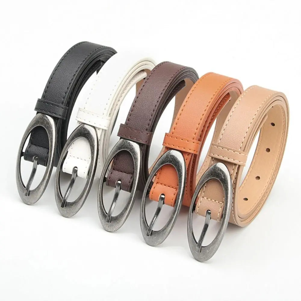 Waist Decoration Versatile Leather Belt Casual Simple Thin Waist Strap Luxury Design Slide Buckle Belt For Women