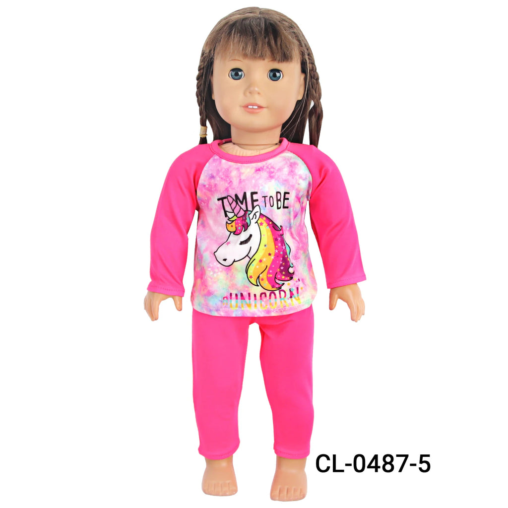 Doll Clothes Pajamas  For 43cm Baby New Born&American 18 Inch Girl Doll Unicorn Shark Cartoon Clothes Suit For Generation Doll