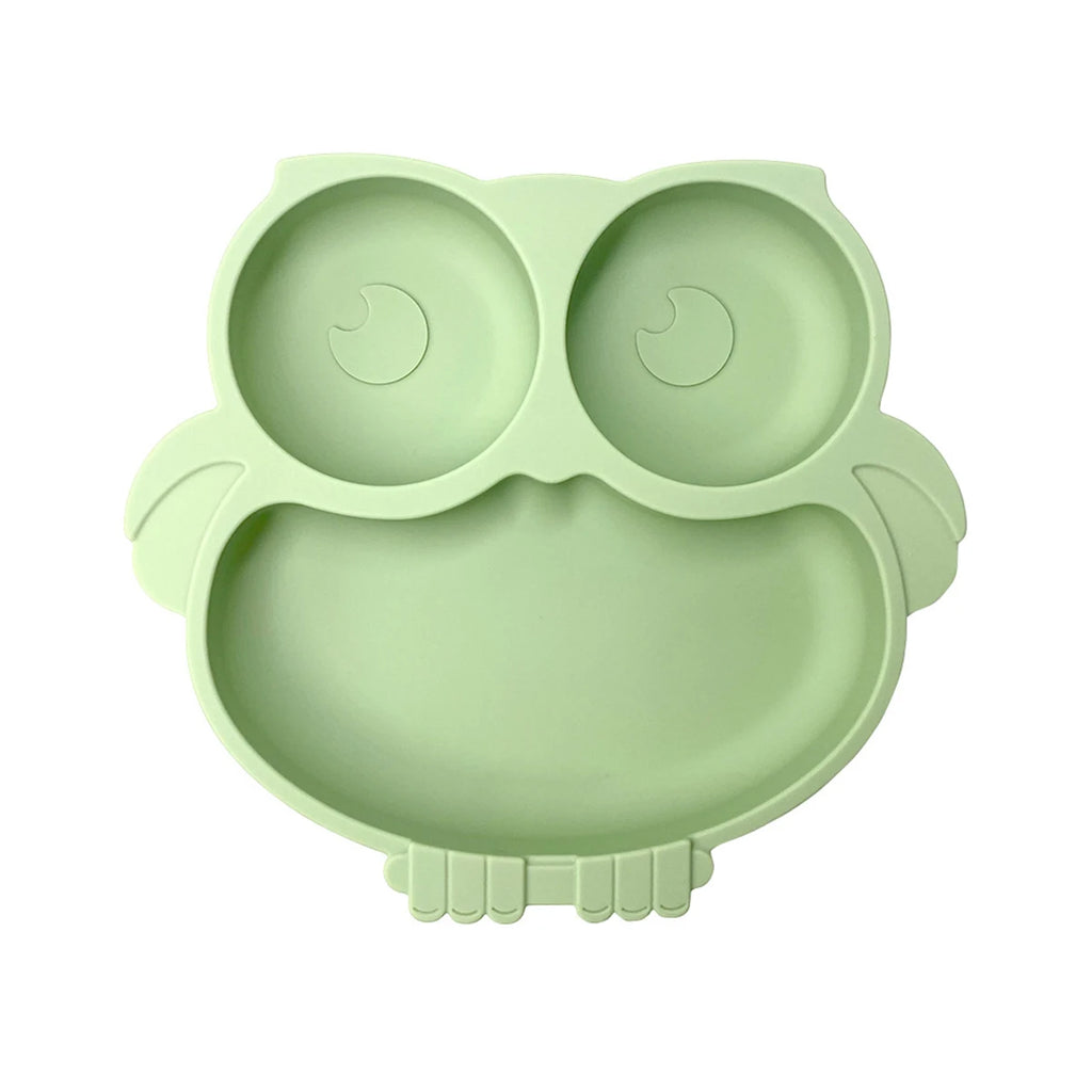 2023New Silicone Baby Dining Plate Cute Owl Children Dishes Suction Plate for Toddlers Kid Training Feeding Sucker Bowl BPA FREE