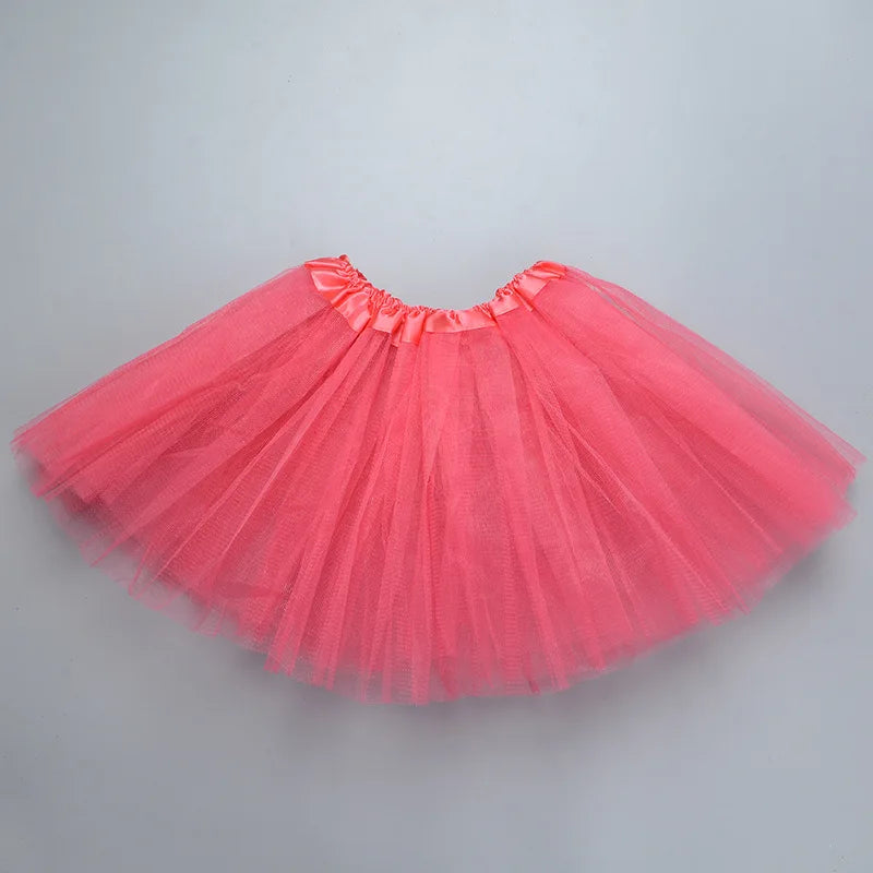 Girl Elastic Ballet Dancewear Tutus Mini Skirt For Birthday Party Dance 3 Layer Tulle Tutu Skirt for Kids Princess 2-8Y Girls