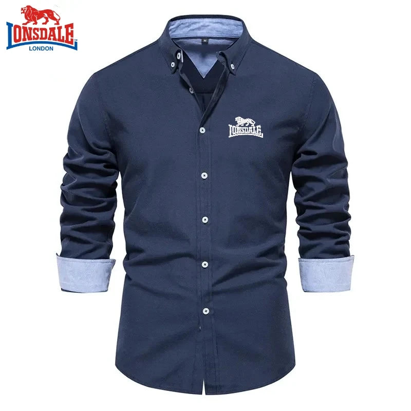 New Spring and Autumn Cotton Social Shirt Men Solid Color High Quality Long Sleeve Shirt for Men Lapel Casual Social Men's Shirt