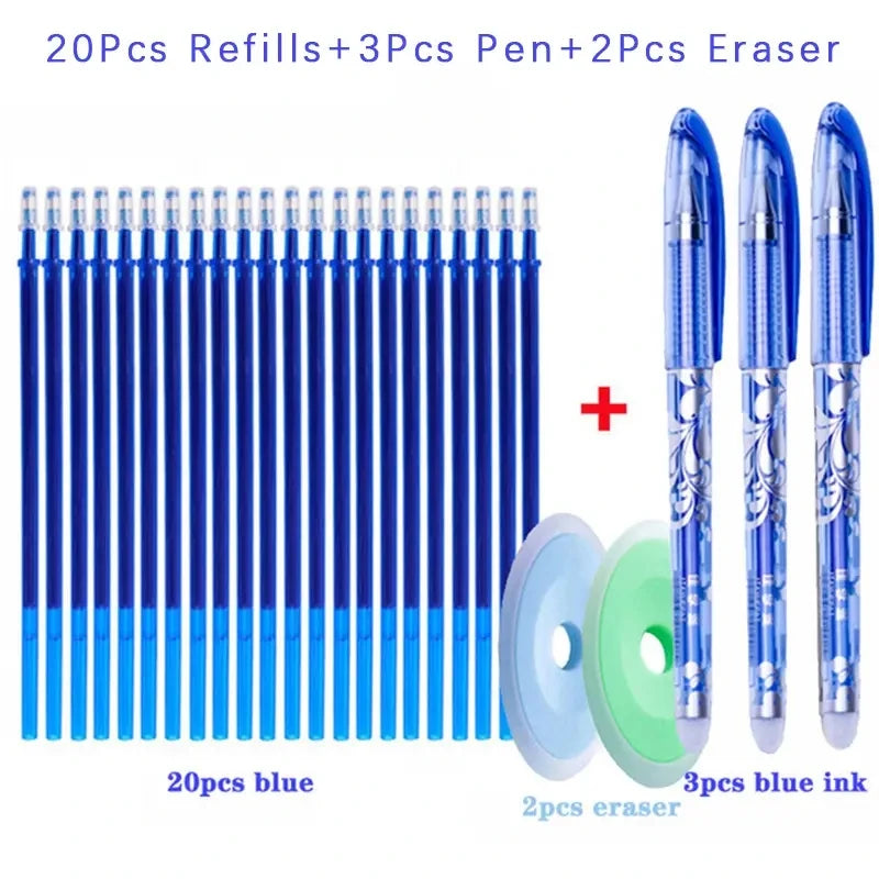 0.5mm Erasable Gel Pen Set 6 Colors Ink Writing Gel Pens Refills Rods Washable Handle for School Office Stationery Supplies