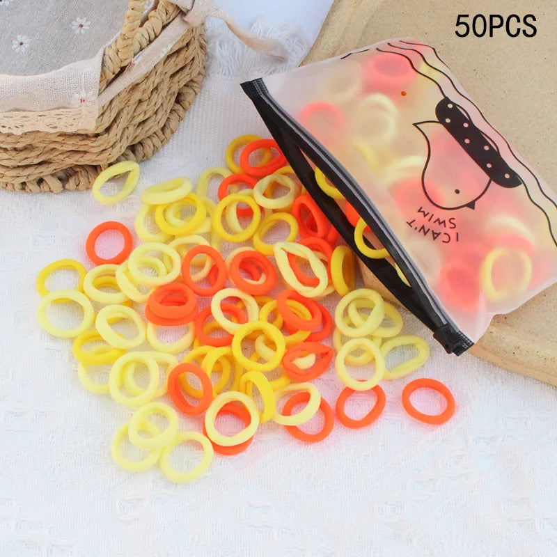 20/50Pcs/Set Girls Colorful Nylon Small Elastic Hair Bands Kids Cute Bow Hair Bands Ponytail Holder Headband Hair Accessories