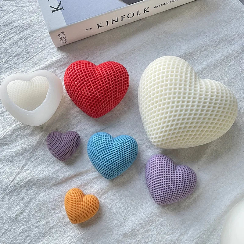 3D Woven Love Heart Silicone Mold Diy Handmade Heart-shaped Candle Soap Plaster Cake Chocolate Baking Tool Valentine's Day Gift