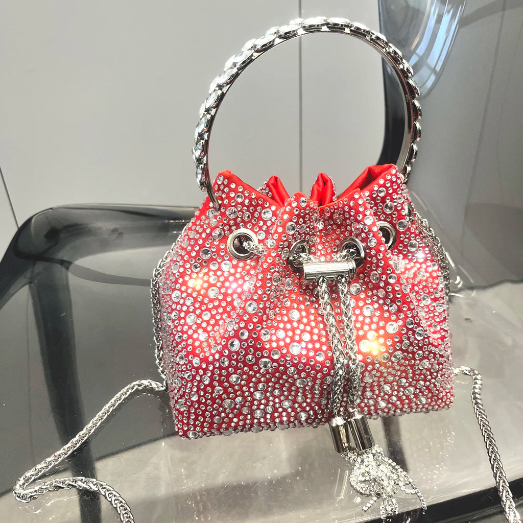Handle Rhinestones Evening clutch Bag Purses and handbag luxury Designer shoulder bag Shiny Crystal Clutch purse bucket bag