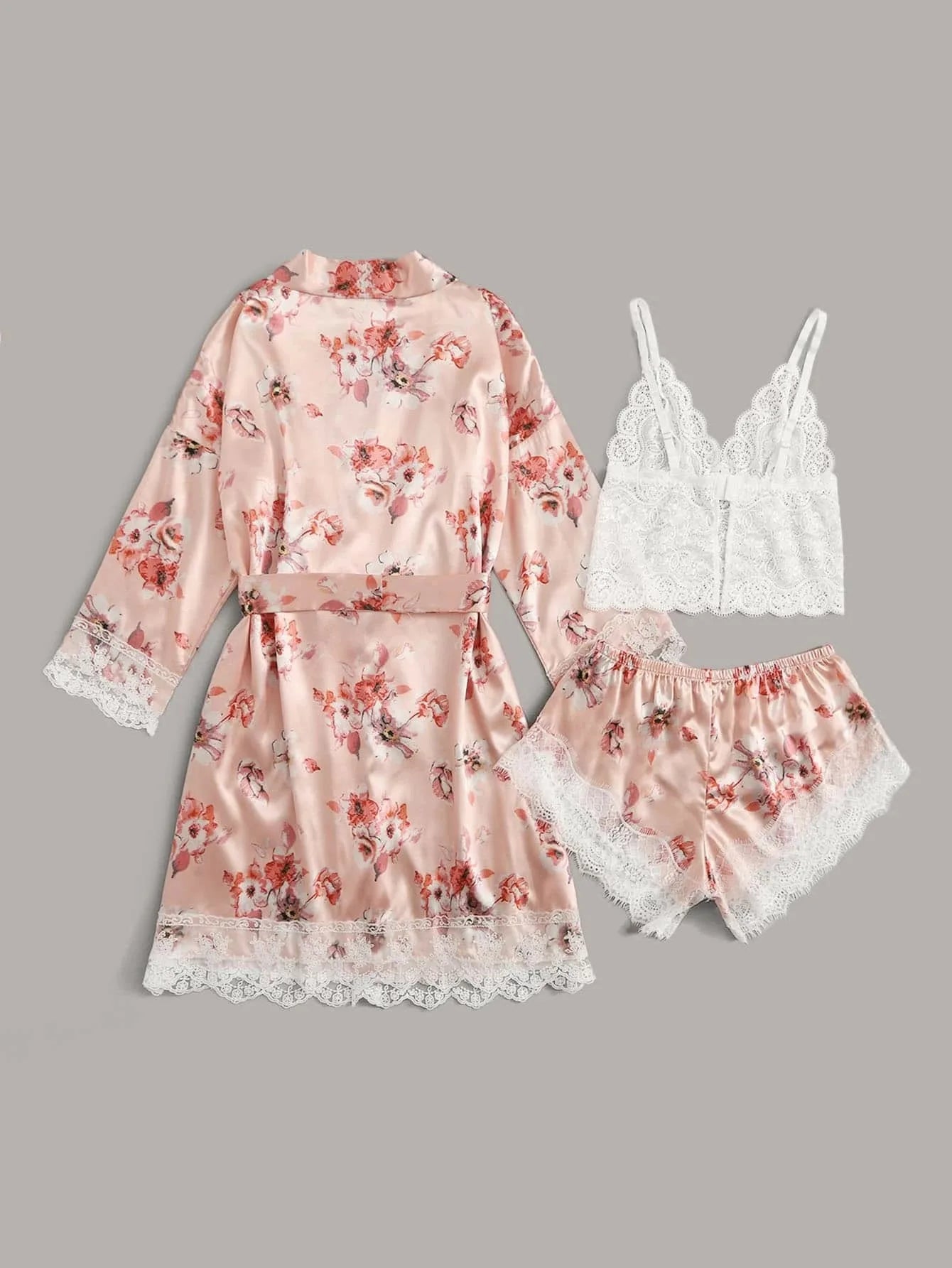 new Women's Sleep Lounge New Pajama Sets European American 4-piece set with lace satin suspender summer set for sleeping pajamas