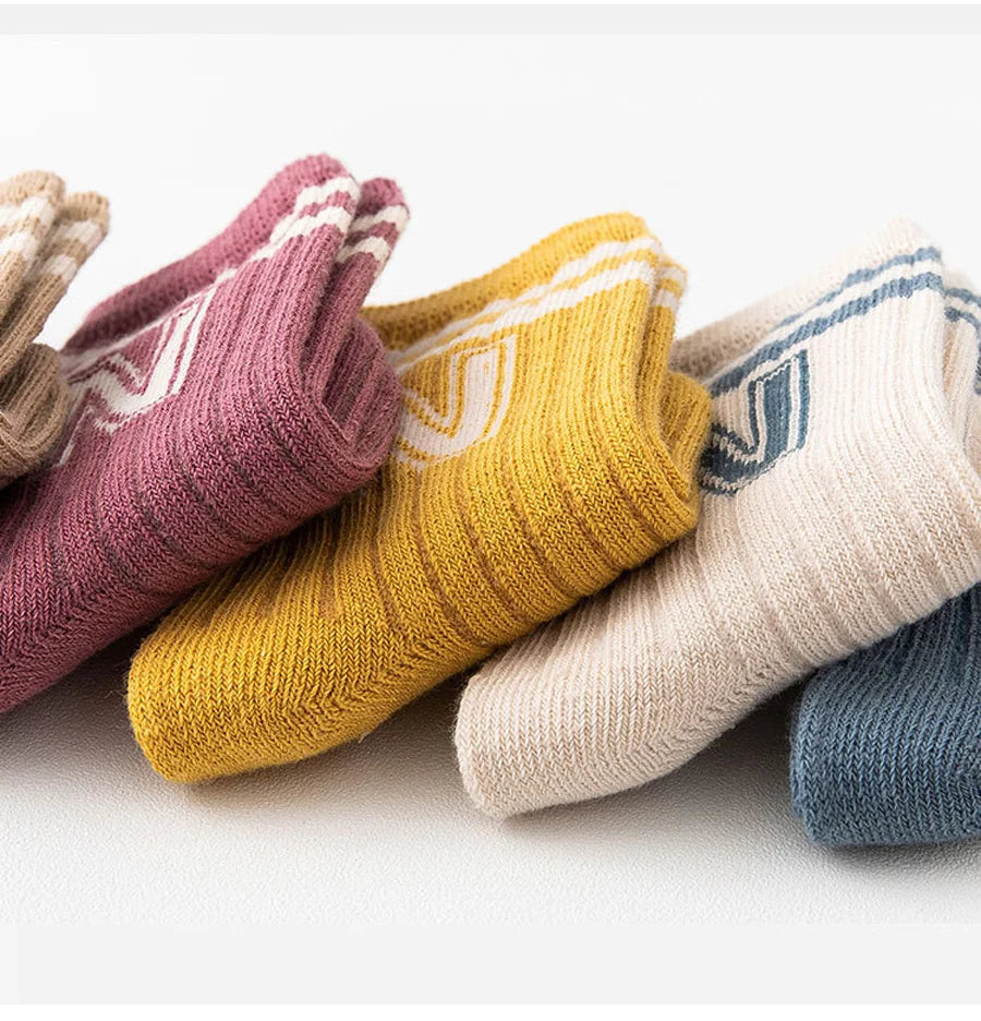 3 Pairs Baby Letter Socks Knit Soft Cotton Sock Kids Long Knee High Socks Infant Toddler Baby Boys Girls Cute Stripe Socks