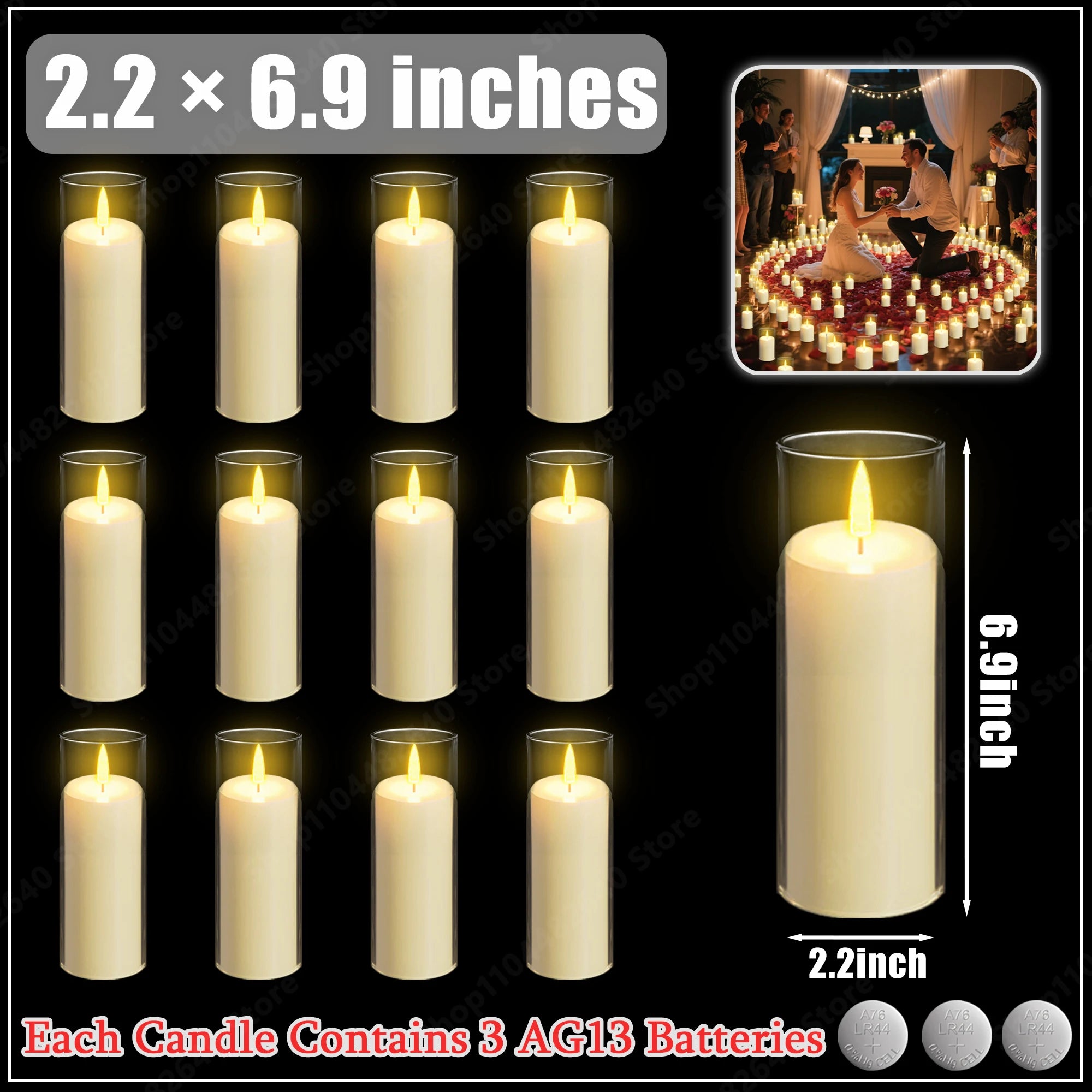 10-240Pcs LED Pillar Candles Wedding Flameless Candle with Battery Powered Flickering Candle Concert Birthday Party Table Decor