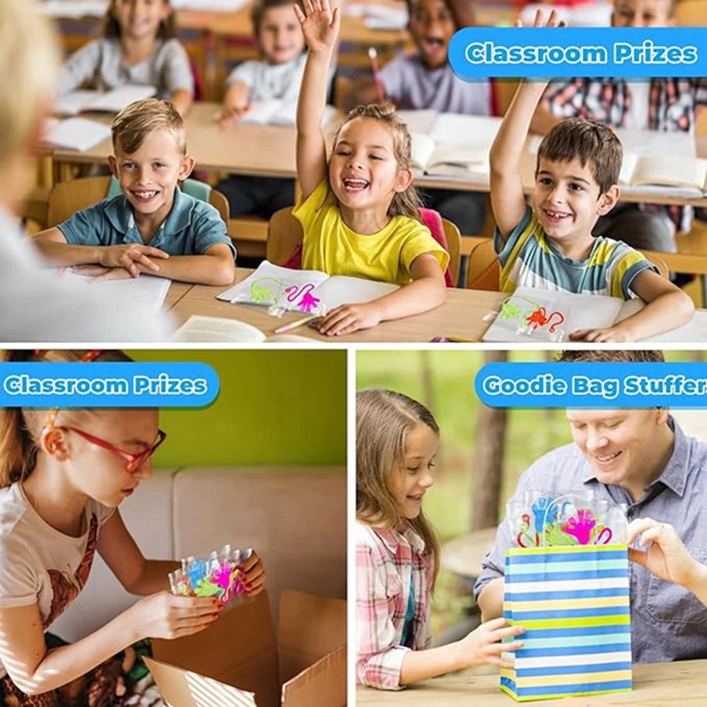 12PCS for Kids Adult Glitter Sticky Hands Mini Stretchy Stress Relief Sensory Toys Party Favors Supplies Goodie Bag Stuffers