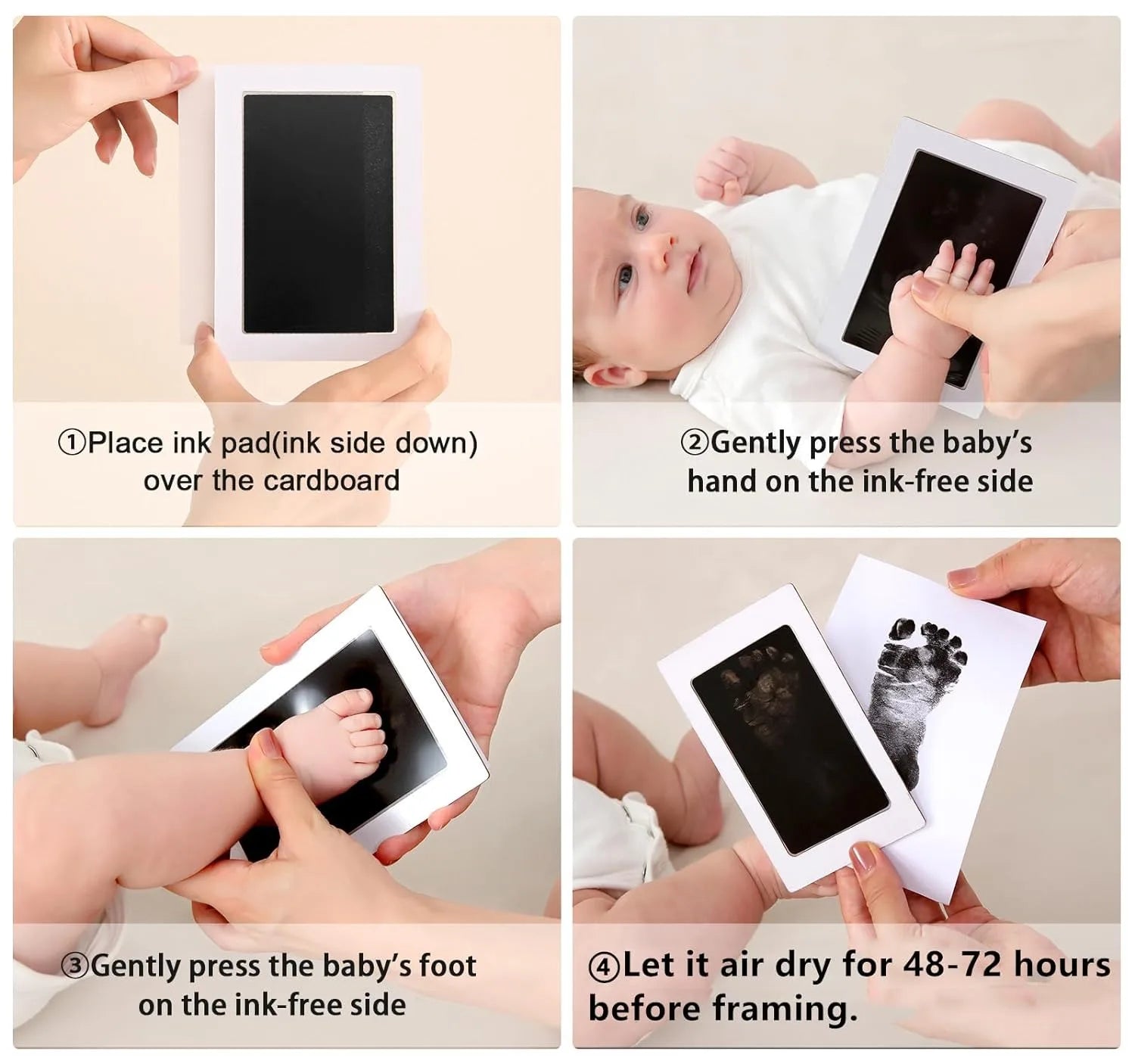 Newborn Baby Handprint and Footprint Paw Print Kit 1 Clean Touch Ink Pads 2 Imprint Cards Pet Inkless Infant Hand and Feet Stamp