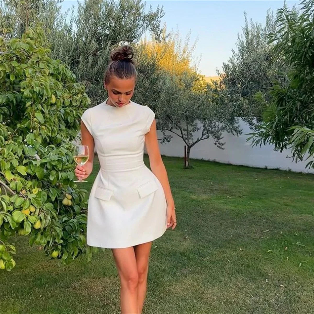 2025 Women‘s Sexy Slim Fit Hollow Mini Dress Spring New Y2K Sleeveless A- LINE Black Dress High Street Commute Elegant Dresses