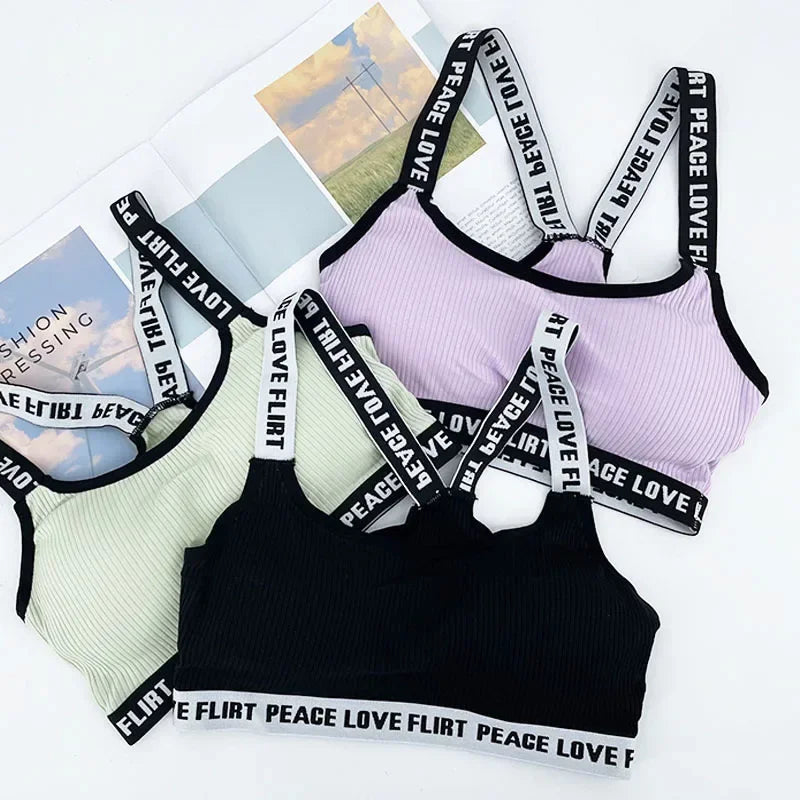 Women's Sports Bra Push Up Fitness Bra Yoga Bra Sport Underwear Running Gym Fitness Tops Black White Letters Seamless Underwear