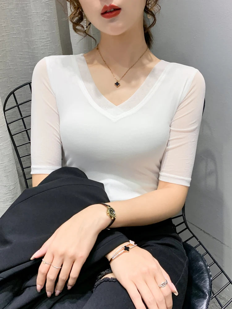 Women's Slim Fit V-Ne T-irt Me Inner Wear Top Spring Autumn Season Faionable Base irt Breathable Wear Resistant