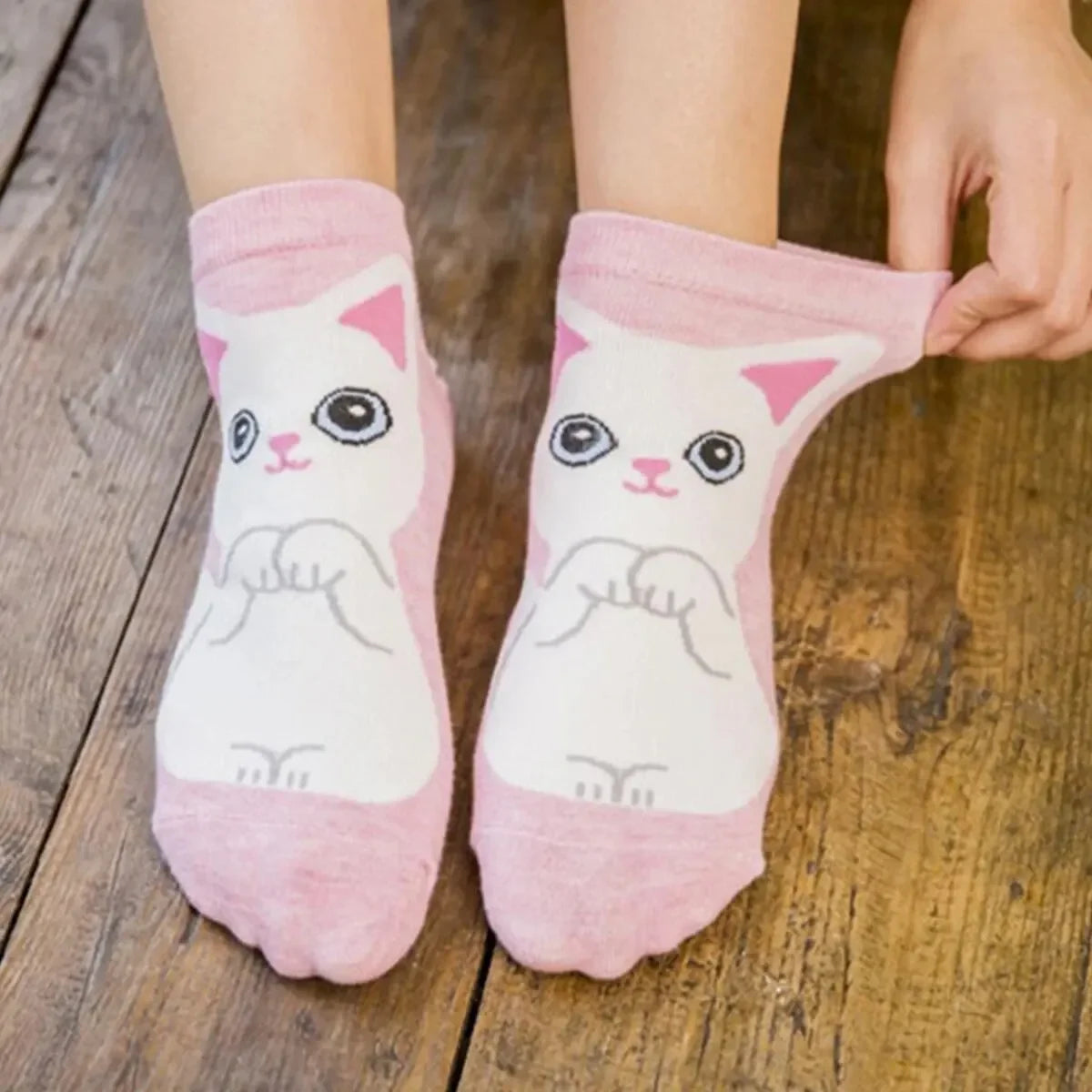 5/10 Pairs/Set Women's Cartoon Cute Cat Ankle Socks Breathable Perfect for Everyday Fashion