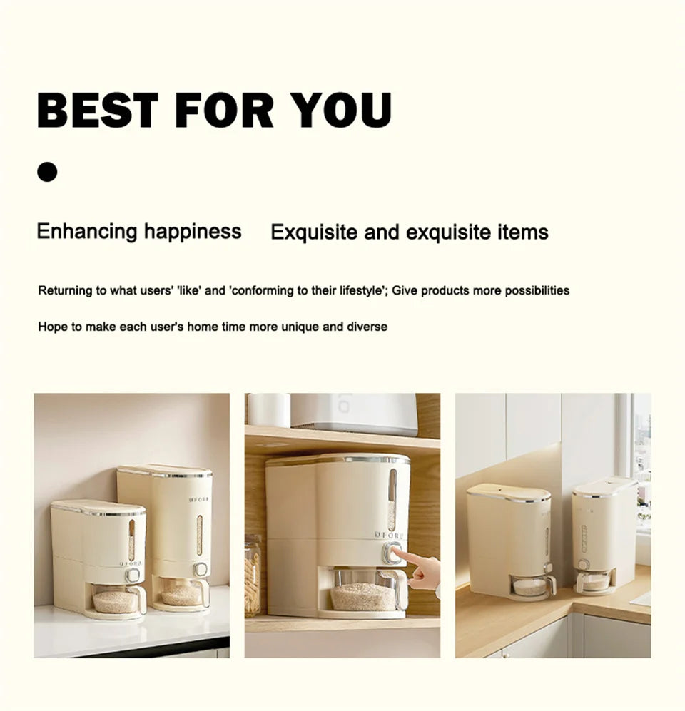 Sealed Rice Bucket Sealed Moisture Proof Rice Dispenser With Cup Grain Powder Boxes Storage Food Cereal Container