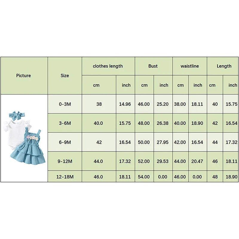 Pudcoco Baby Girls Summer Outfit Short Sleeves Rompers and Crochet Flowers Suspender Skirt Headband 3 Piece Clothes Set 0-18M