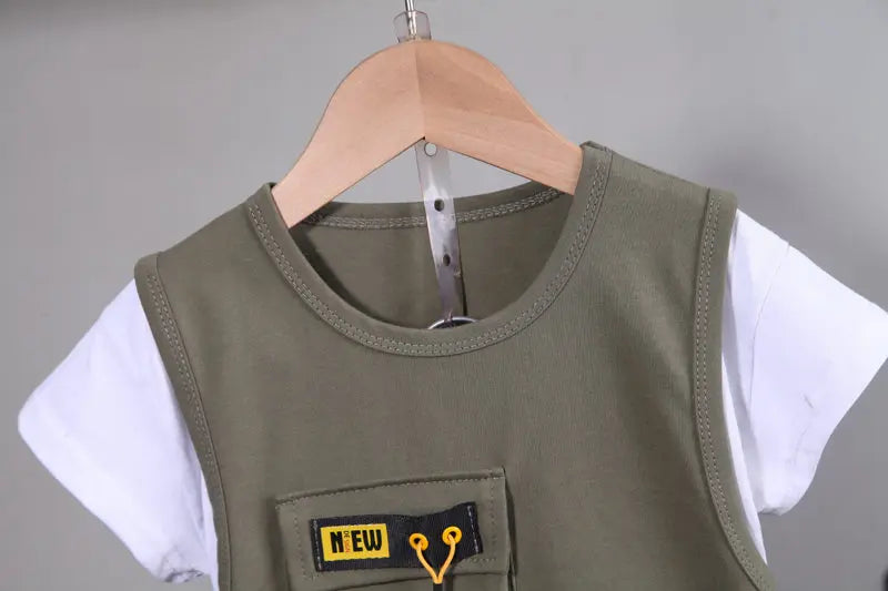 New Children Cotton Clothes Summer Kids Boys Patchwork T Shirts Shorts Pants 2Pcs/sets Infant Kids Toddler Tracksuits 0-5 Years