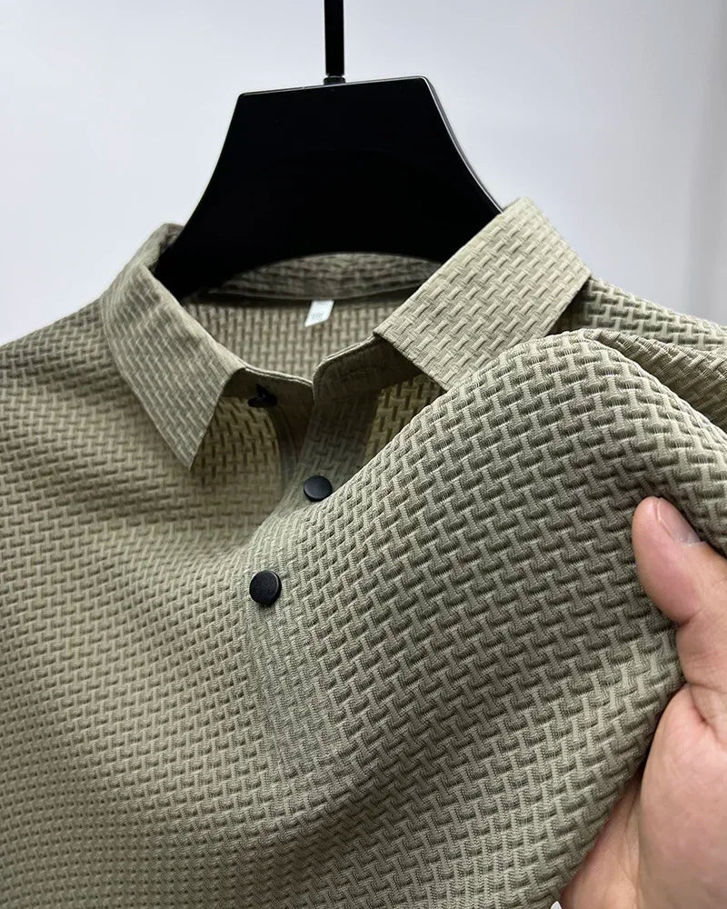 Business Casual Sweat-absorbing Top Brand Clothes Summer New Men's Short Sleeve T-shirt Ice Silk Cool and Breathable POLO Shirt