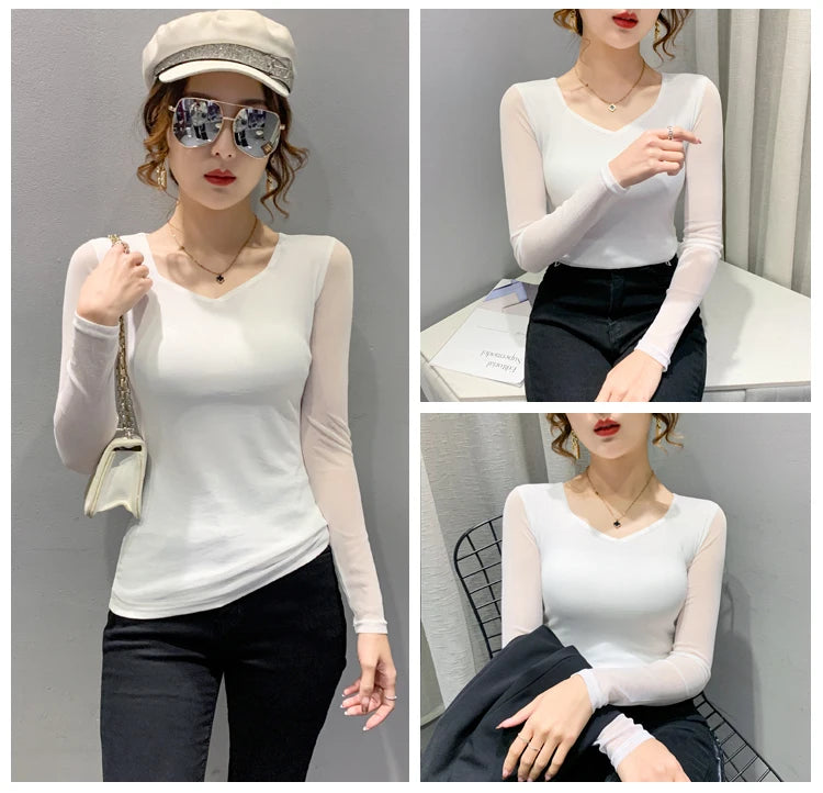 Women's Slim Fit V-Ne T-irt Me Inner Wear Top Spring Autumn Season Faionable Base irt Breathable Wear Resistant
