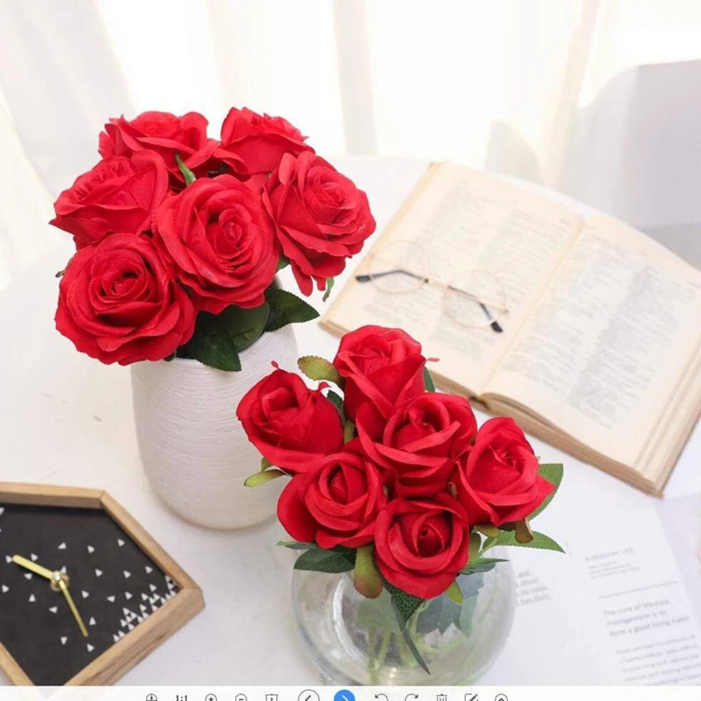 Artificial Flowers Silk Rose Festival Home Decor Bonsai Room Table Wedding Wreath Bridal Bouquet Outdoor Yard Garden Diy GiftBox