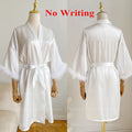 White Bride Wedding Robe with Feathers Women Satin Peignoir Sexy Bridesmids Kimono Gowns Short Bathrobe Bridal Intimate Lingerie