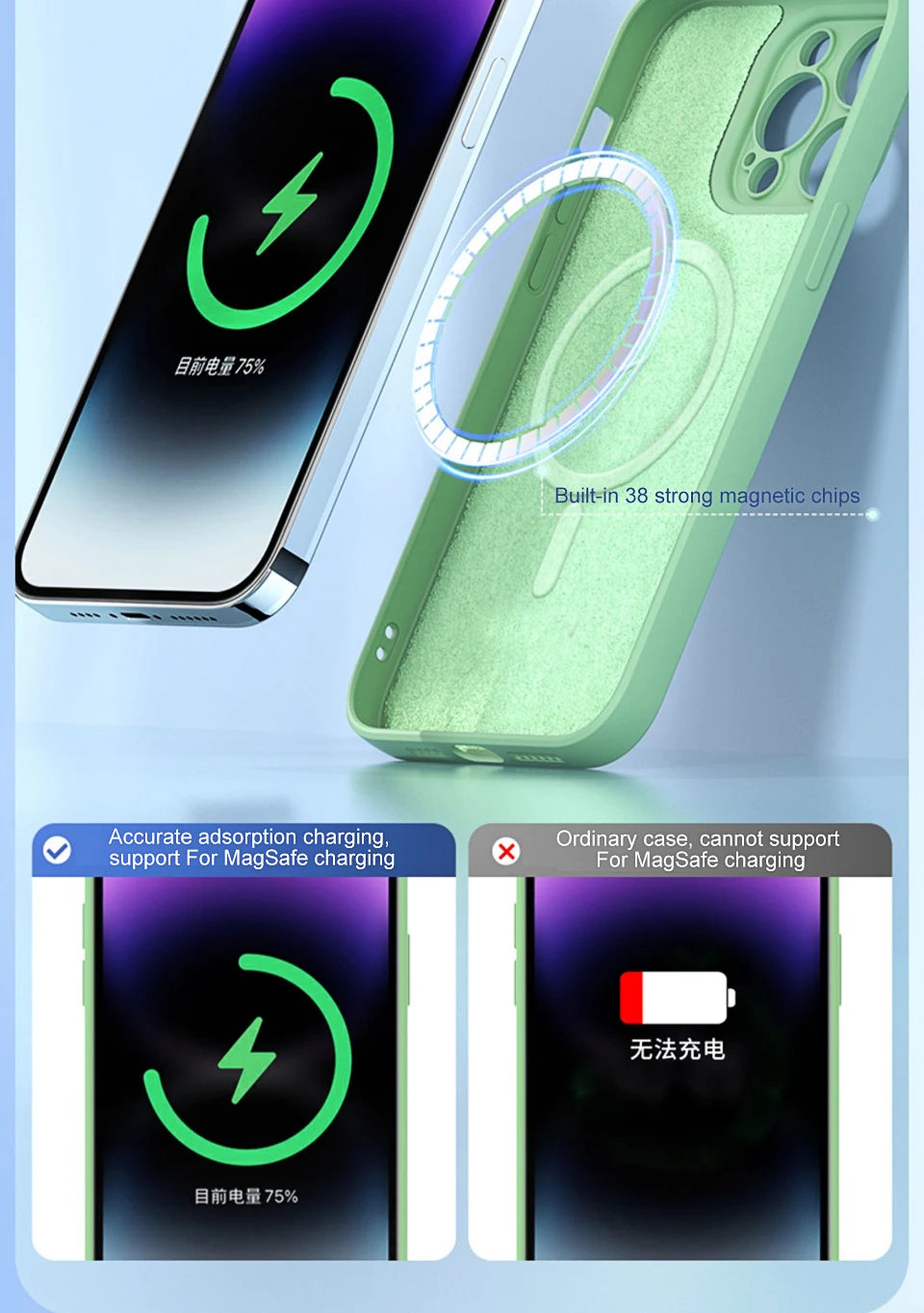 Original For Magsafe Magnetic Case For iPhone 15 14 13 12 11 Pro Max Mini X XR XS 8 Plus Liquid Silicone Wireless Charge Cover