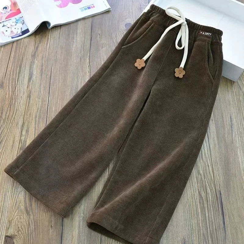 Girls Straight Leg Pants Spring 6-8 Years Old Loose Casual Pants Girls Versatile And Fashionable Pants