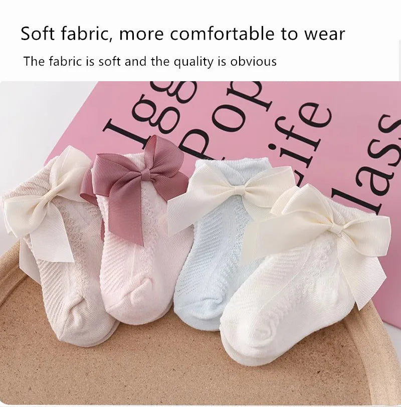 3Pairs/Lot Summer Baby Mesh Socks Bowknot Soft Cotton Newborn Sock Princess Infant Toddler Girls Cute Breathable Socks