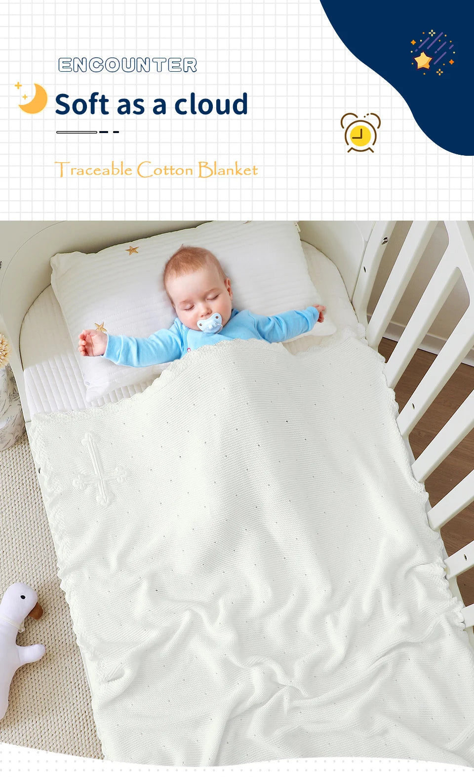 Baby Christening Blankets 100*80cm Cotton Soft Knit with Stitching Cross Newborn Boys Girls Swaddle Nursery Blanket Baptism Gift