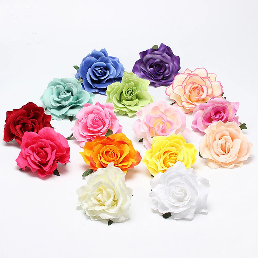Rose Flower Hair Clips For Women Girls Artificial Floral Barrette Red Pink Handmade Hairpin Wedding Bridal Hair Accessoies