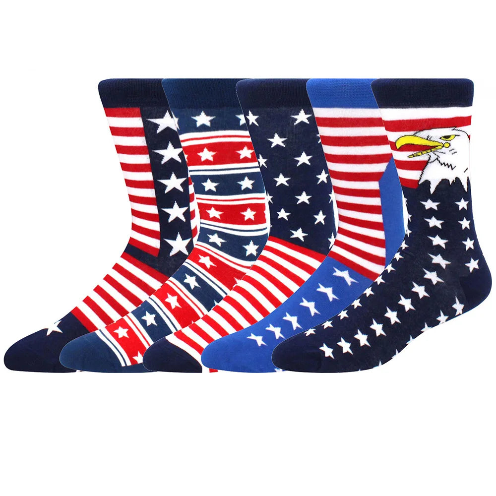 5 Pairs New High Quality Combed Cotton Men Socks Women Happy Fashion Novelty Skateboard Crew Casual Funny Socks for Men